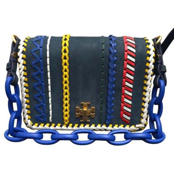 Tory Burch Kira Whipstitch Navy Suede Leather Mini Crossbody Shoulder Bag‎ - Picture 2 of 12
